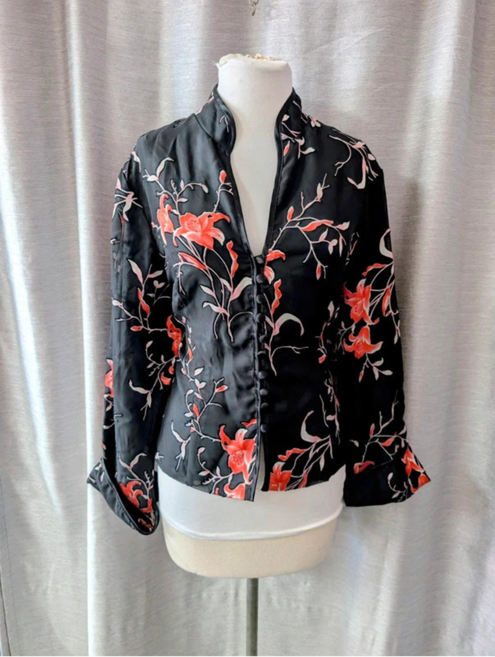 black Pink Burnout Velvet Chiffon Evening Top 14 L